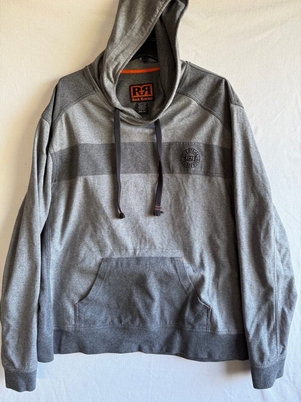 Rock Revival Grey Striped Pullover Hoodie